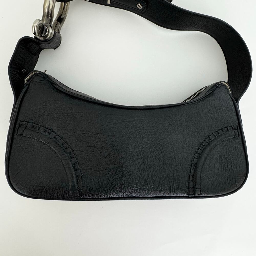 Burberry Horsebit Leather Shoulder Bag Baguette Black with Silver Hardware - Picture 6 of 16